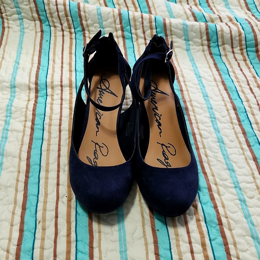 American Rag Blue Suede Wedge